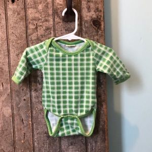 Me Too green plaid onesie